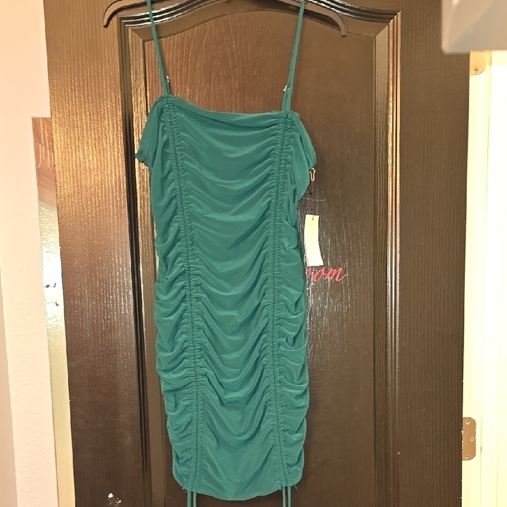 Elegant Teal Ruched Dress